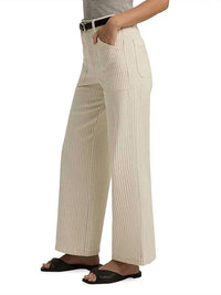 Favorite Daughter The Mischa Striped Cotton Utility Pants in newport - women's jeans - detail view