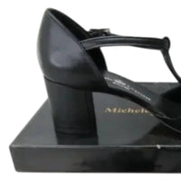 Michele Lopriore Women's Yeti Vitello Block Heel Adjustable Strap Sandals in black - women's sandal - detail view
