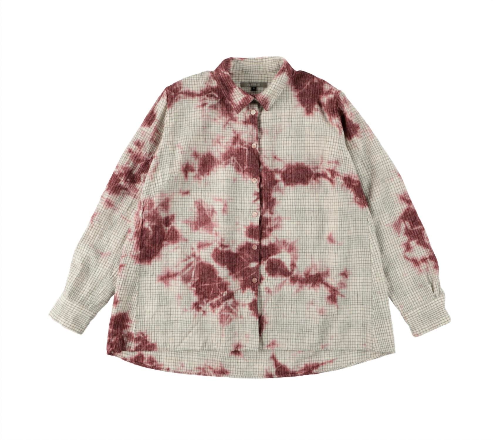 Suzusan - Women's Wool Cotton Linen Pencil Check Blouse