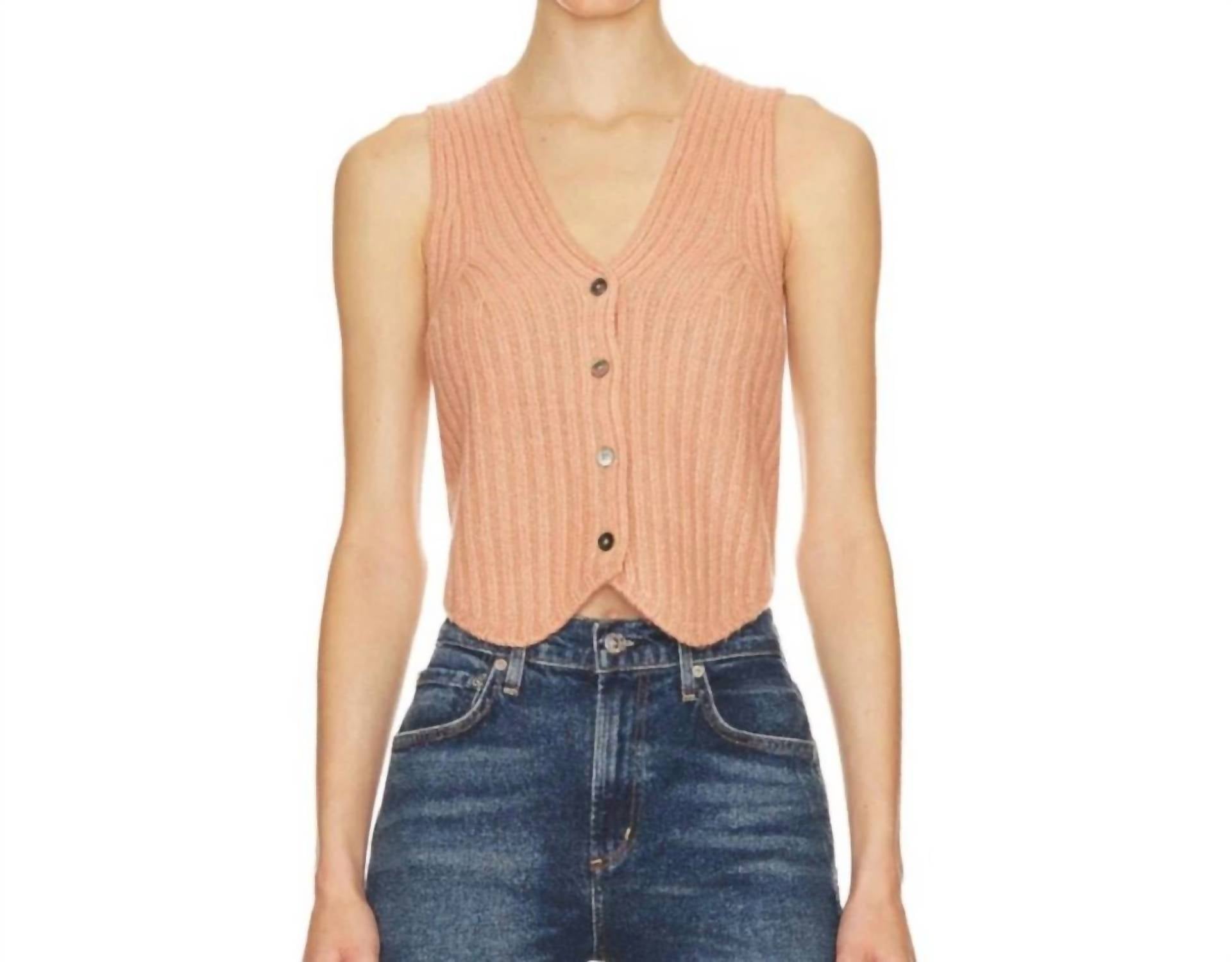 Favorite Daughter Button-down Sleeveless Vest in mauve - women's jacket
