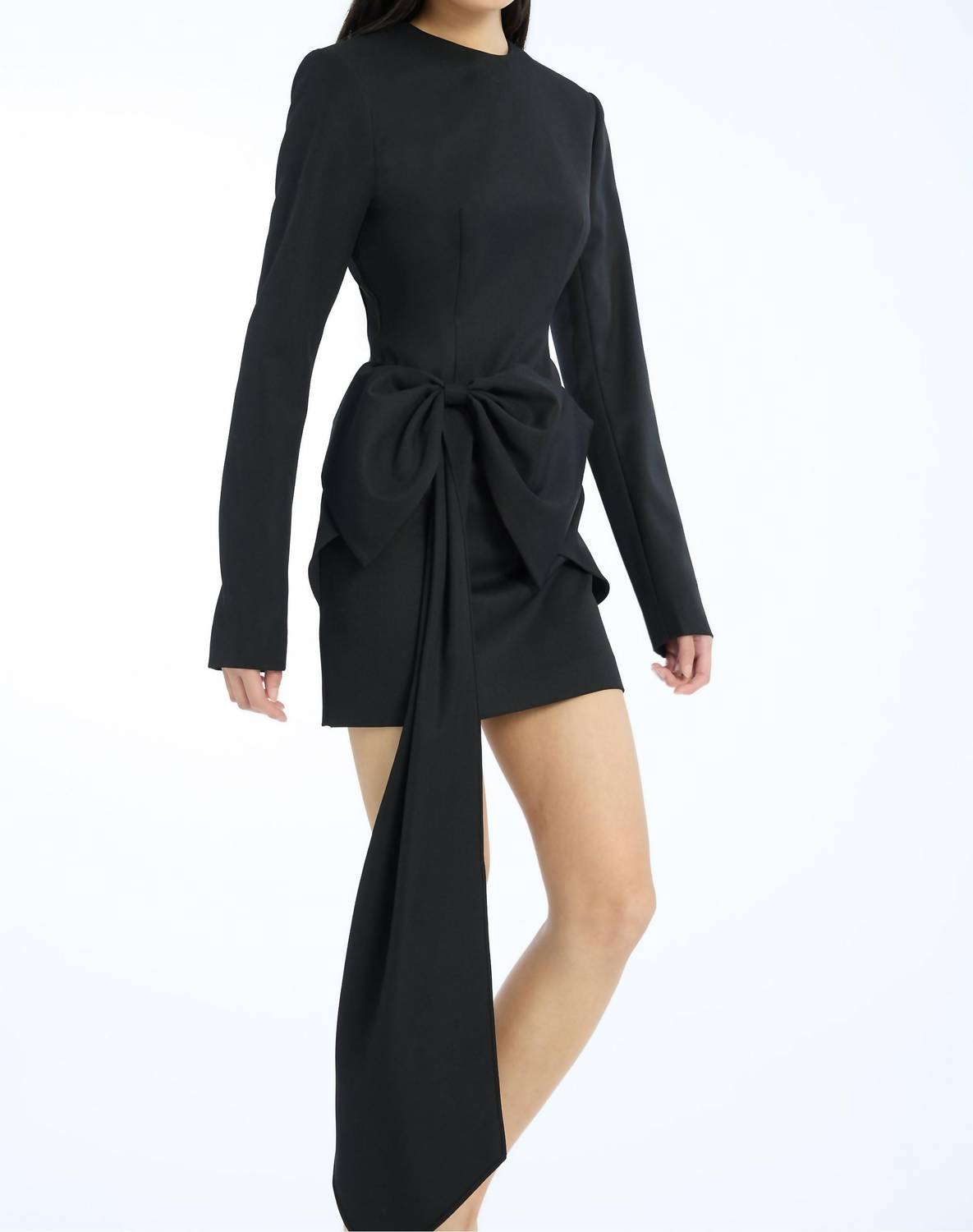 ROTATE Mini Dress With Long Sleeves in black - women's dress