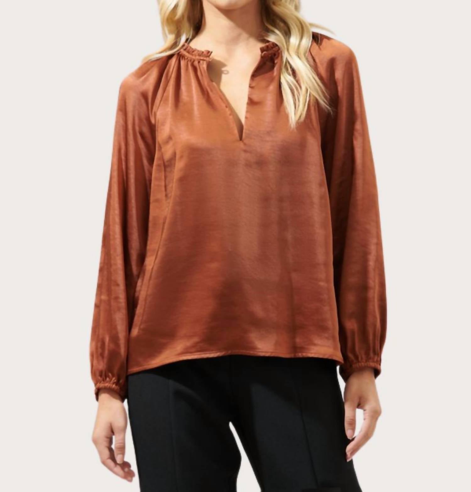 Sugarlips - Satin Long Sleeve Sleeve Blouse
