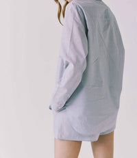 Chaser Paso Pinstriped Button Up Top in blue - women's shirt - alternate view