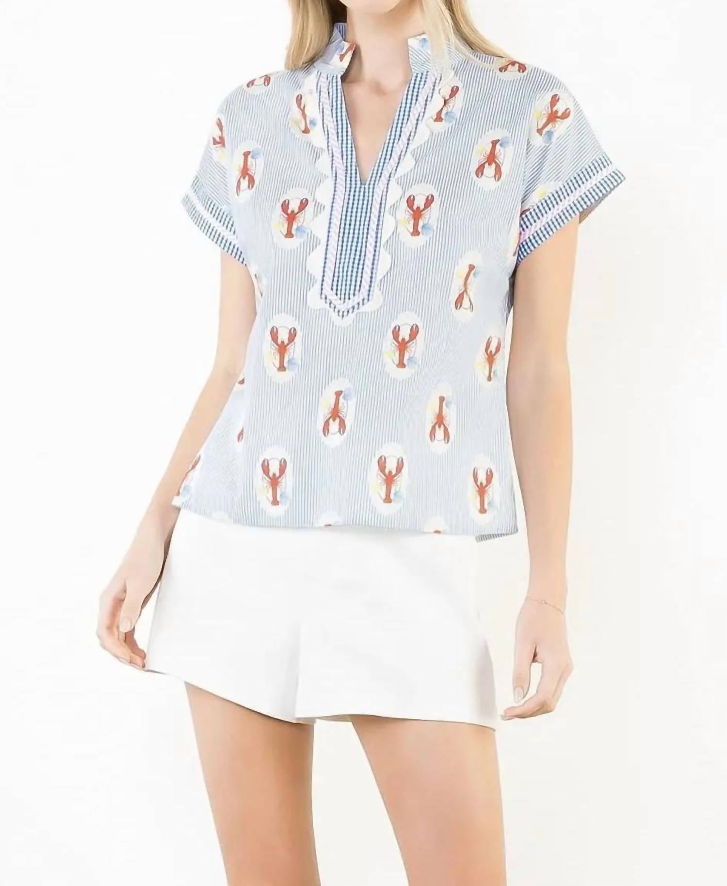 Thml - Lobster Print Gingham Trim Top