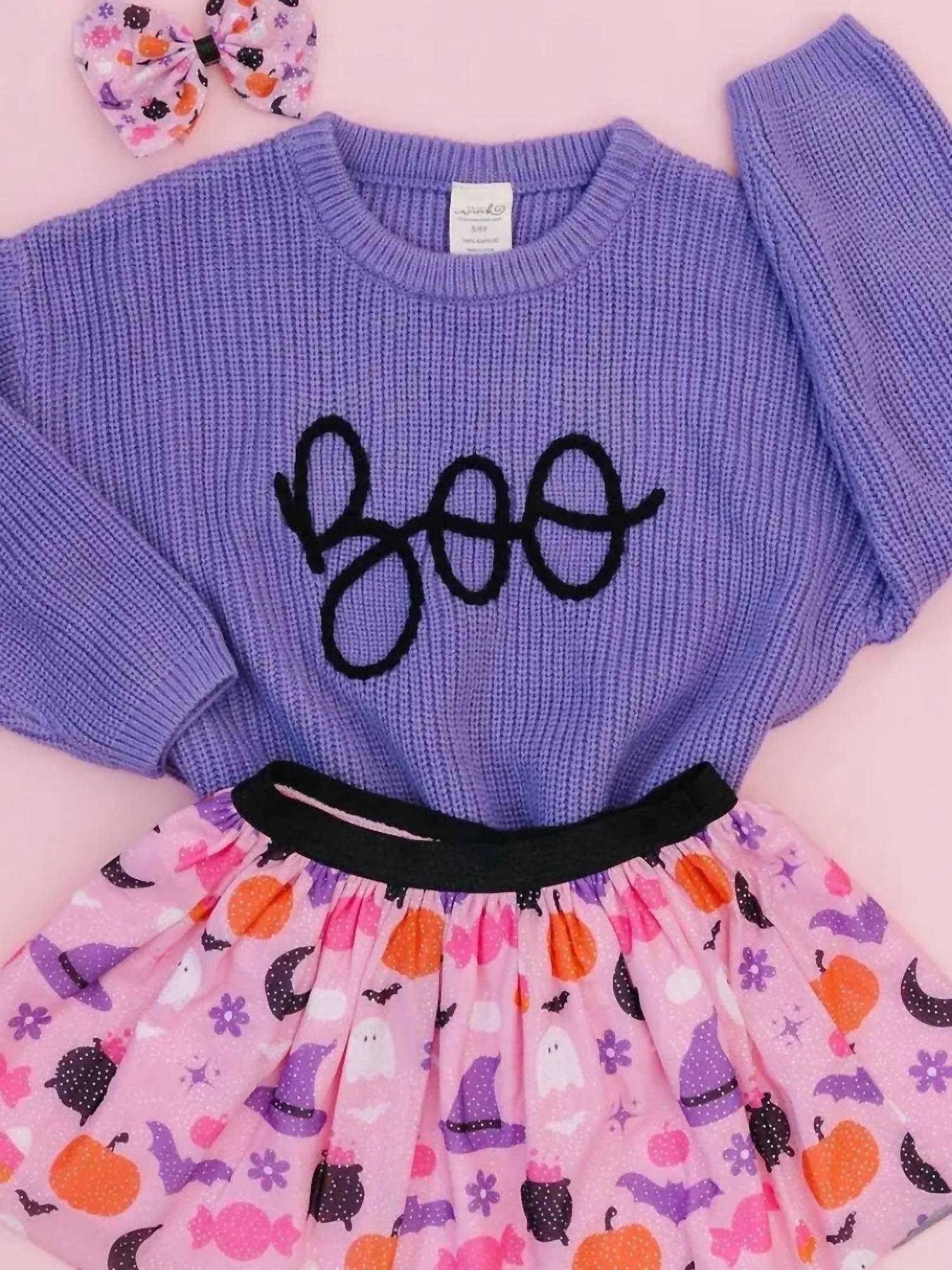 SWEET wink Boo Yarn Knit Sweater in purple - kids' dress - alternate view