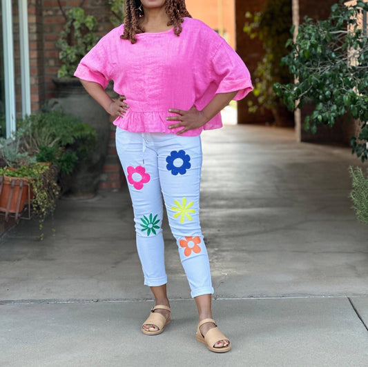 Made In Italy - Whimsical linen top