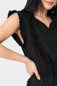 Elan - Sleeveless Ruffle Trim Blouse