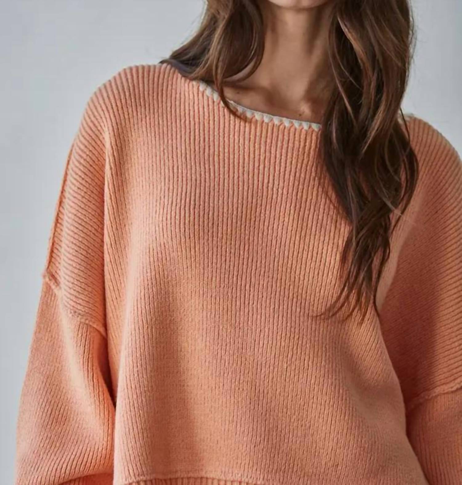 By Together Oversized Knit Sweater in coral - women's sweater