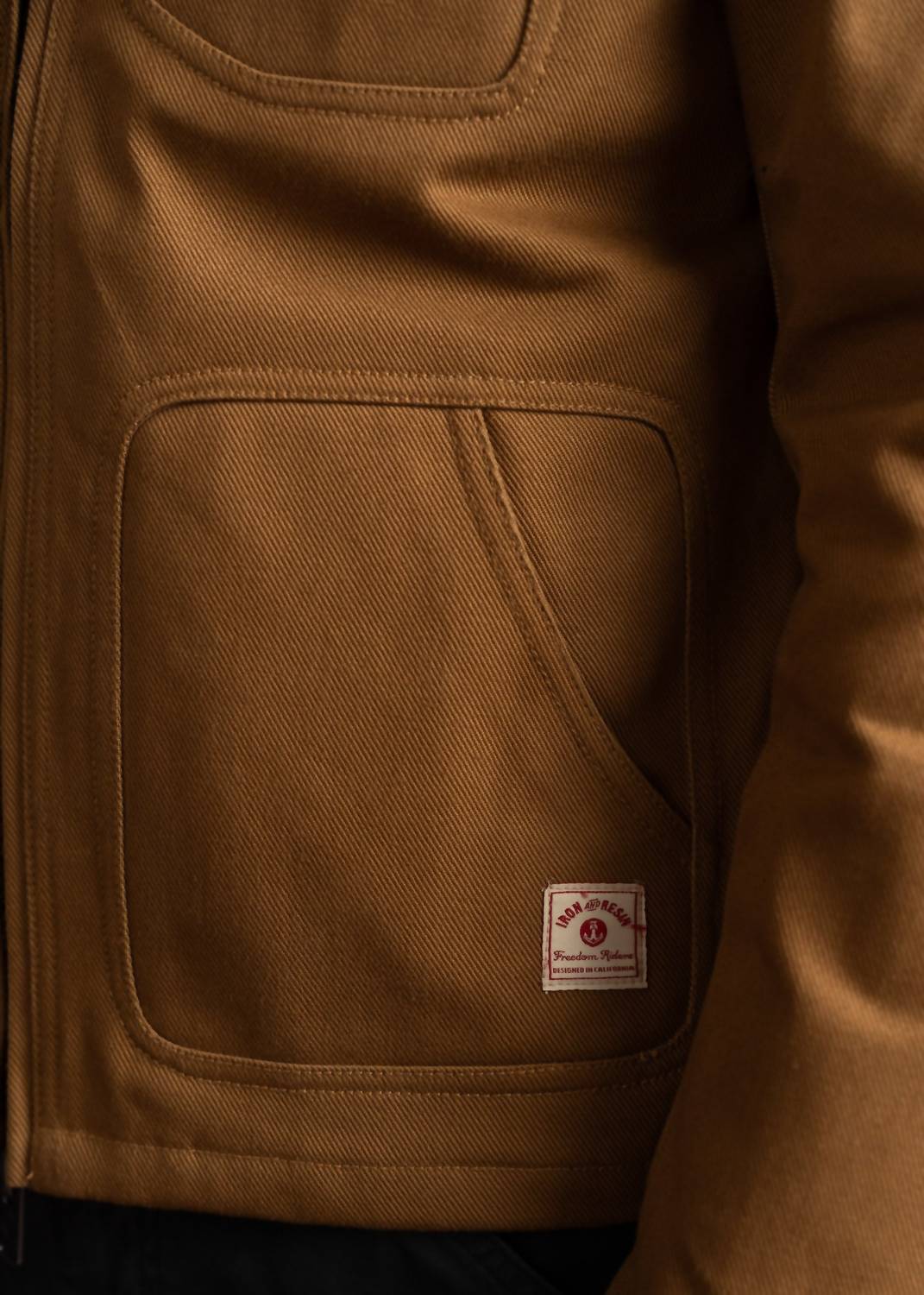 Iron & Resin Men's Pioneer Jacket in tan - men's jacket - detail view