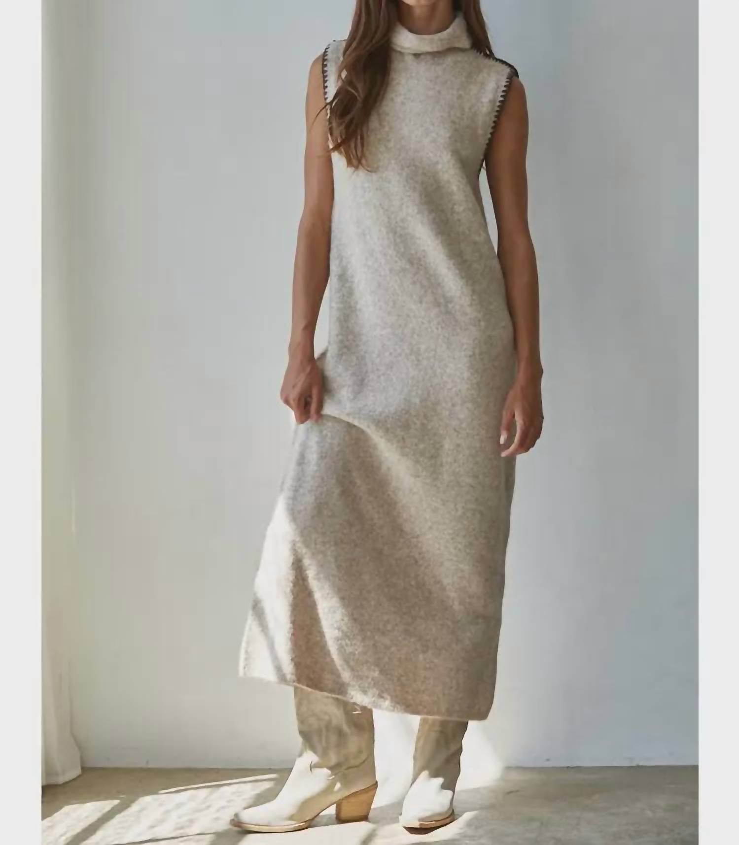 By Together - Women's Cozy Knit Turtleneck Maxi Dress