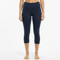 BBrazil Clothing Basket Weave Jacquard Capri Leggings in indigo blue - women's pants