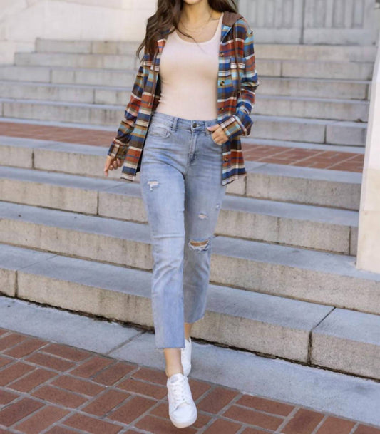 Grace And Lace - Distressed Straight Leg Cropped Denim Jeans