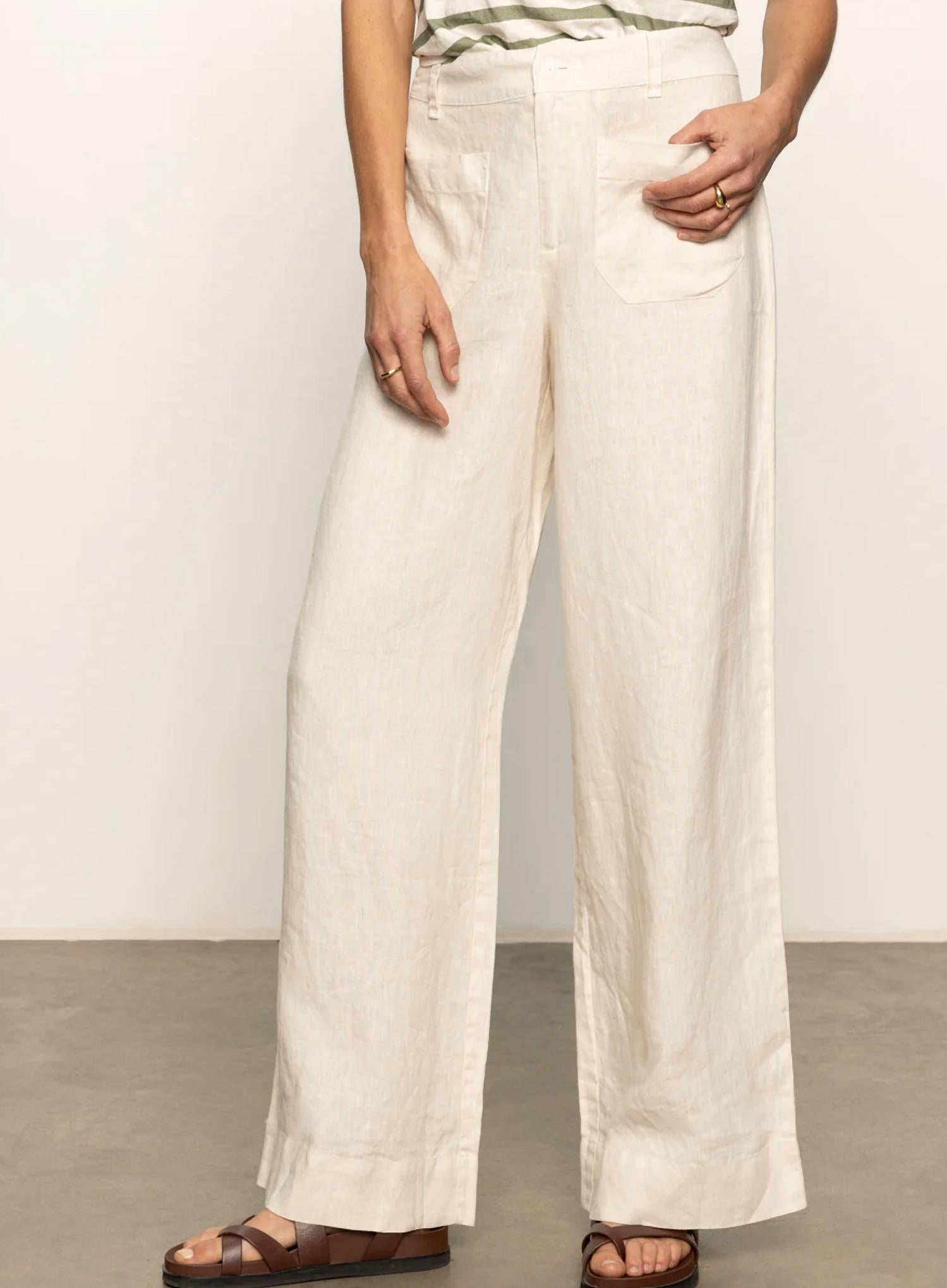 Sanctuary - Linen Marine Wide Leg Pant