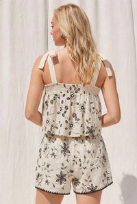 Illa Illa - Riley Embroidered Tie Strap Tank Top