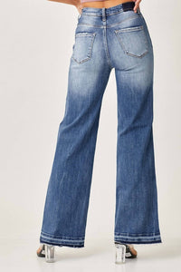 RISEN High Rise Wide Straight Jeans in dark blue - women's jeans - detail view