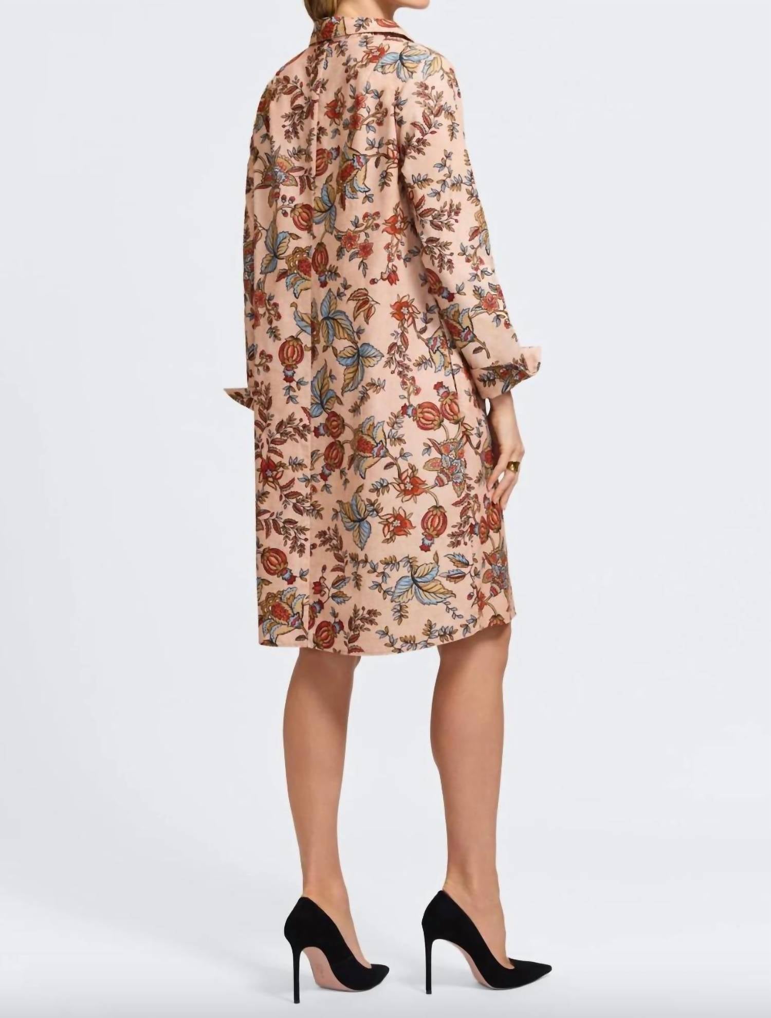 Foxcroft Agnes Corduroy Mini Shirt Dress in multi - women's dress - alternate view