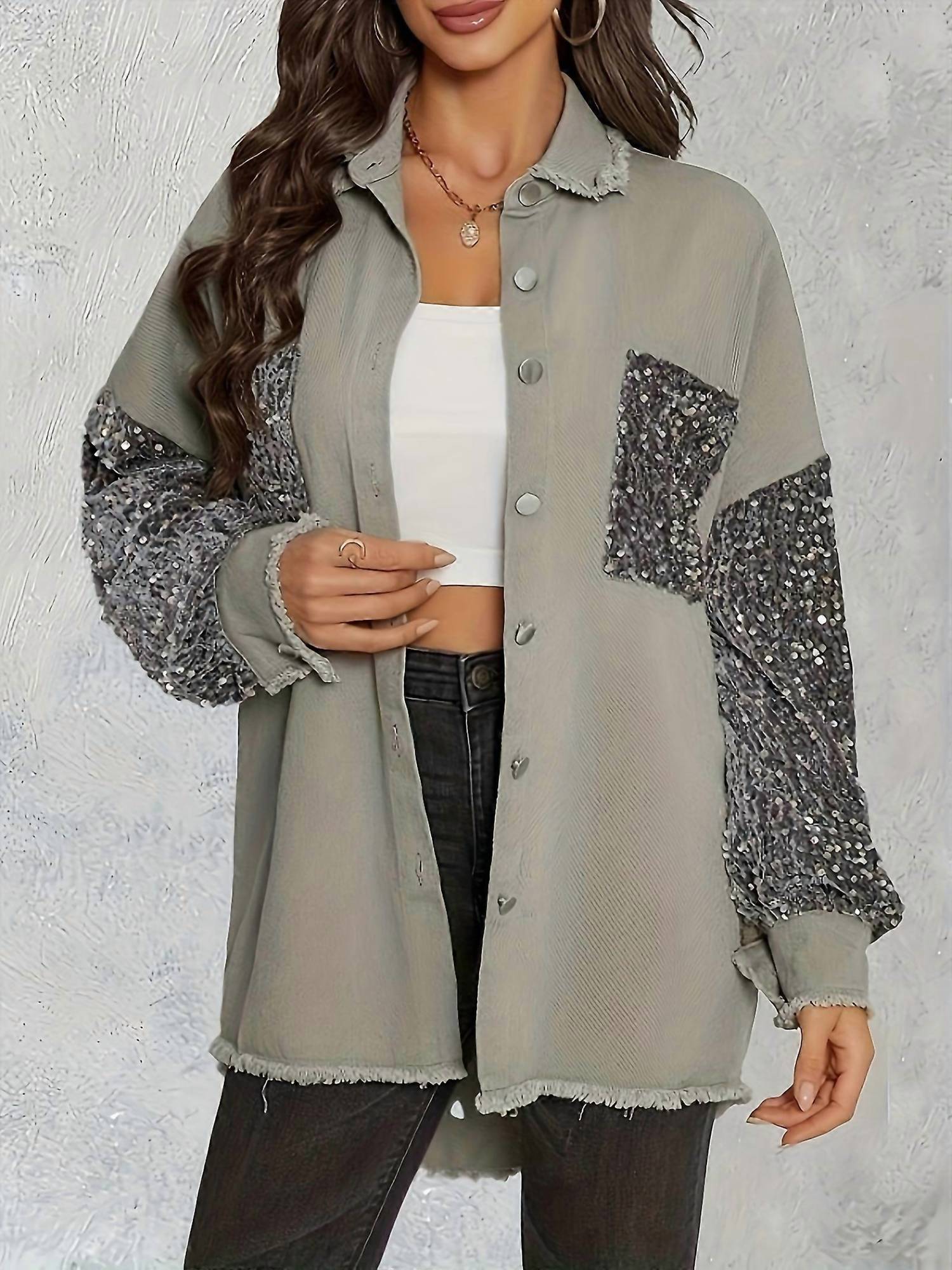 Color Theory - Sequin Sleeve Shacket