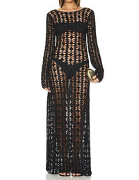 Beach Riot - Ariana Crochet Maxi Dress - black - clothing - cotton