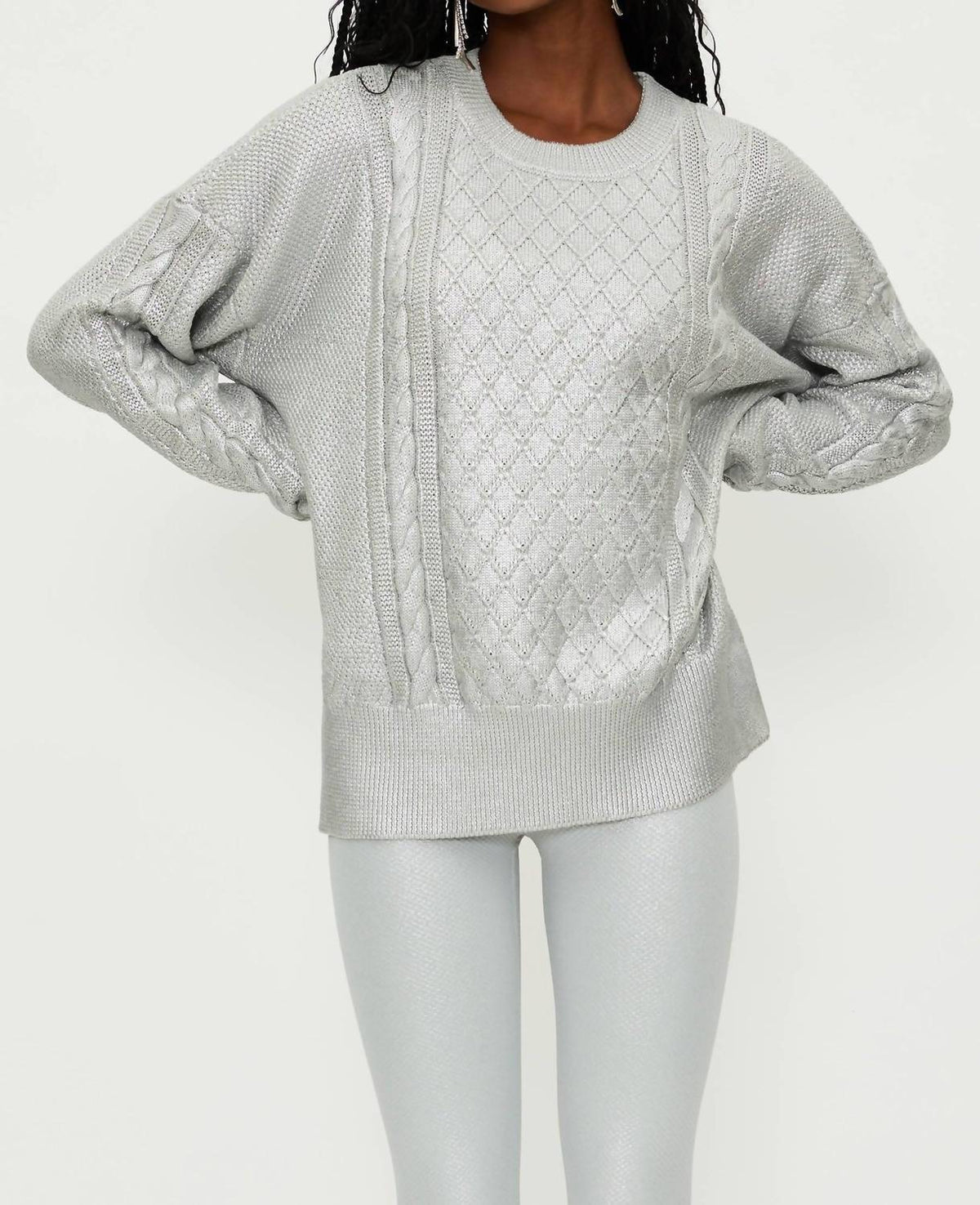 Beach Riot - Callie Sweater Silver Shine Cable