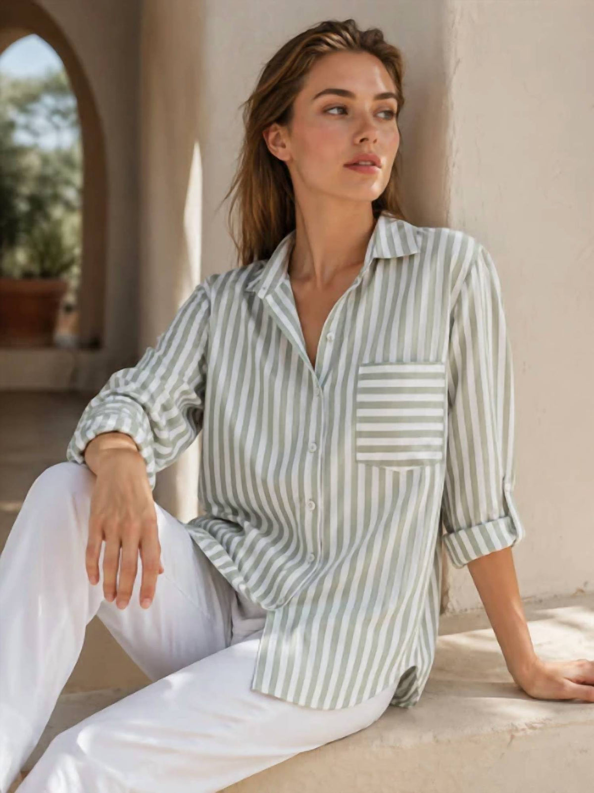 Beachlunchlounge - Classic Stripe Button Down Top