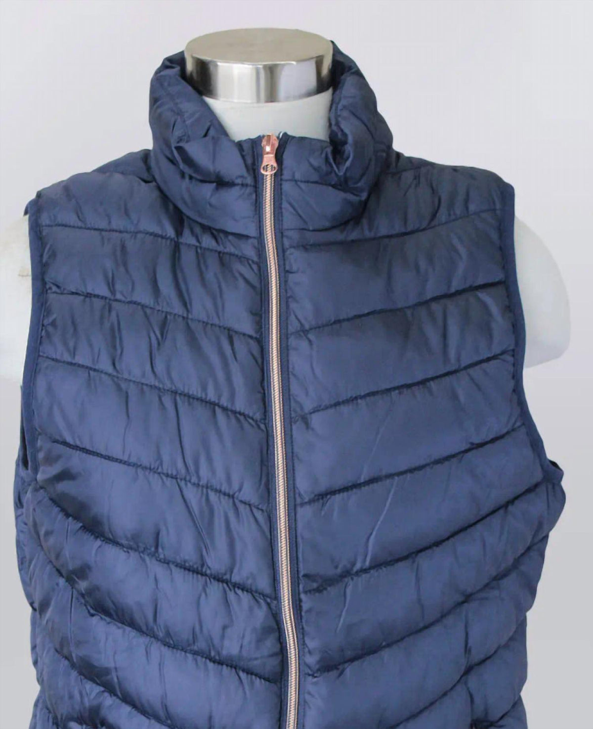 Keren Hart - Women's Puffed Collar 2 Zip Pockets Zip Up Vest