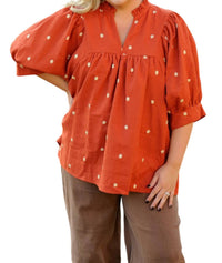 entro Vintage Blossom Top in red - women's blouse
