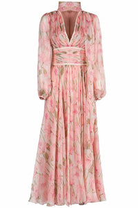 Luisa Beccaria - Big Poppies Chiffon Dress