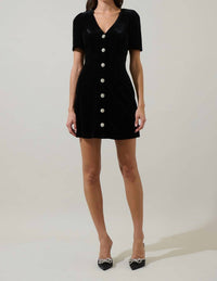 Sugarlips - Jackson Velvet Button Mini Dress