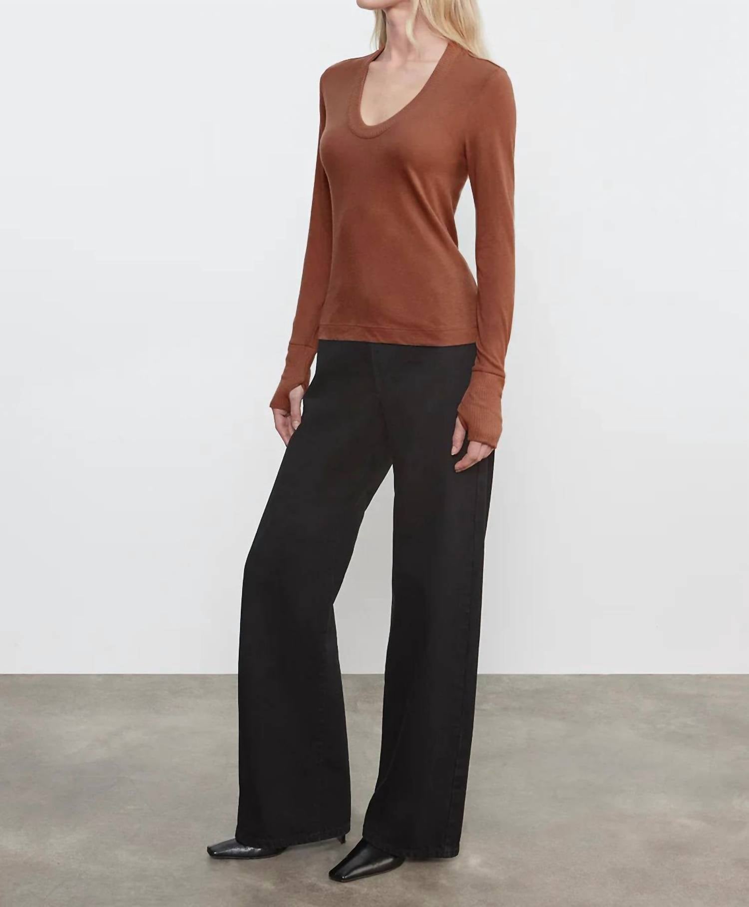 Enza Costa - Cashmere Loose-fitting Round Neck Top With Turned-up Hem