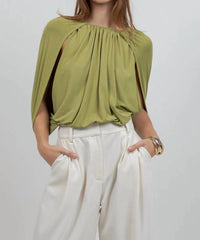 Whiteroom+Cactus - Knitted Sleeveless Cape Bodice Bodysuit
