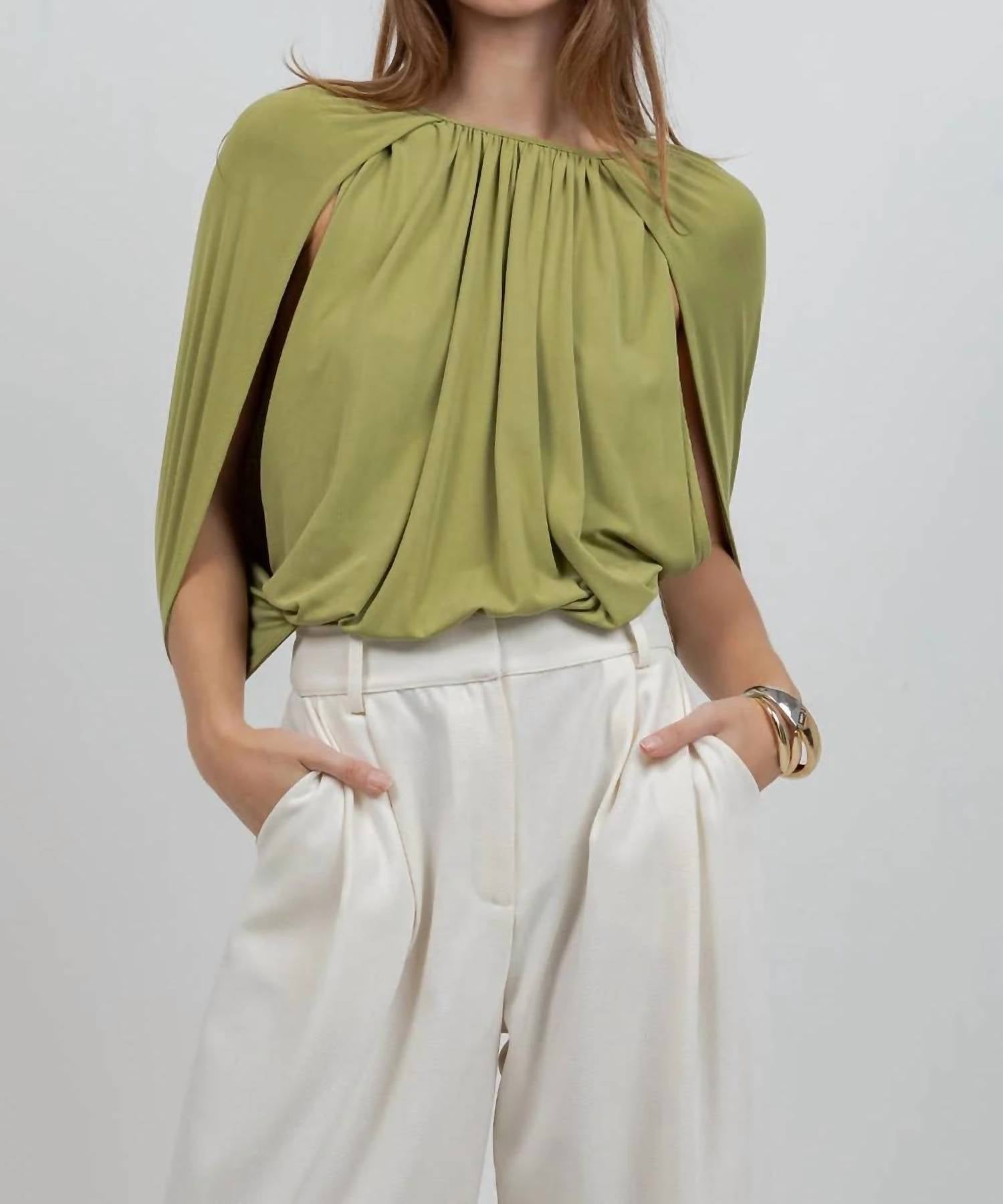 Whiteroom+Cactus - Knitted Sleeveless Cape Bodice Bodysuit