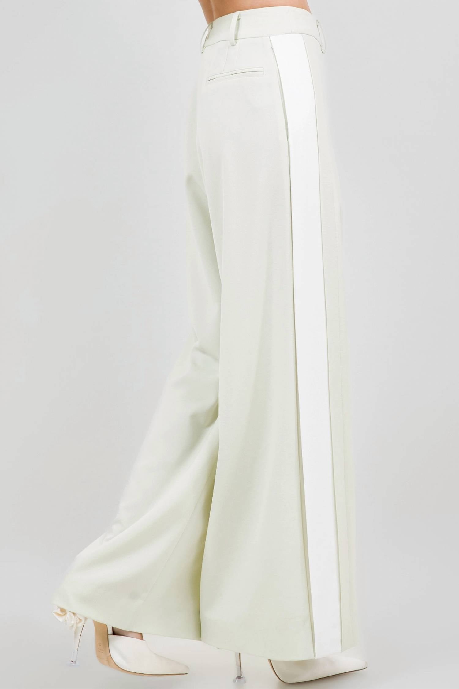 Whiteroom+Cactus - Contrast Side Panel Wide Leg Soft Woven Trousers
