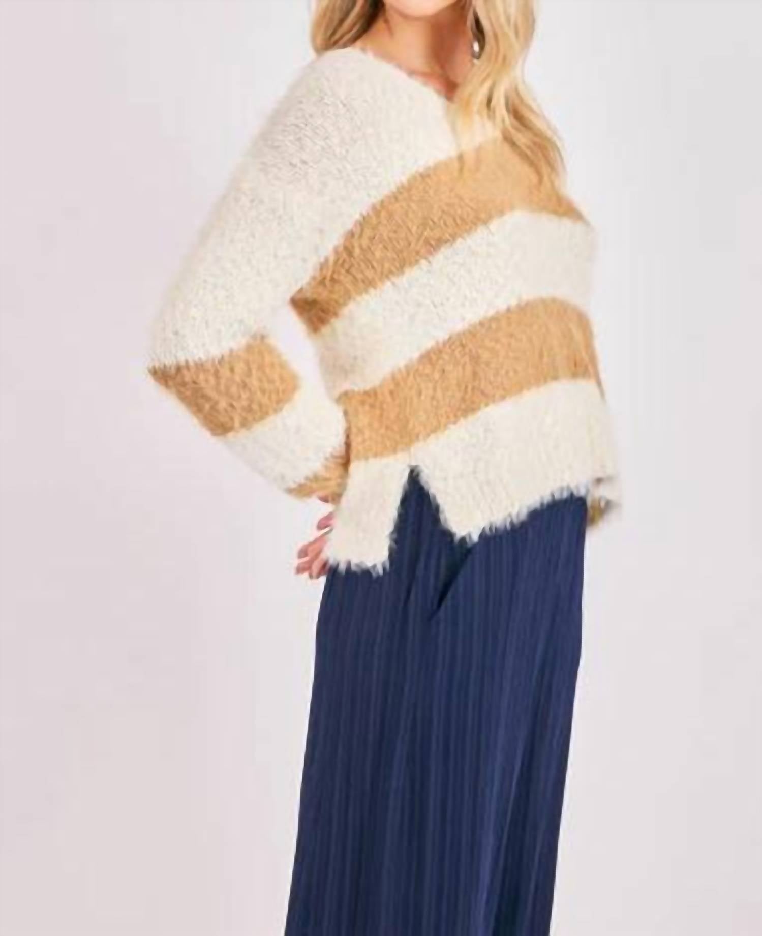 Sadie & Sage - Emberly Fuzzy Stripe Sweater