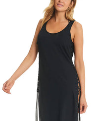 Red Carter Tie Side Maxi Cover Up in black - women's swimwear - view 4