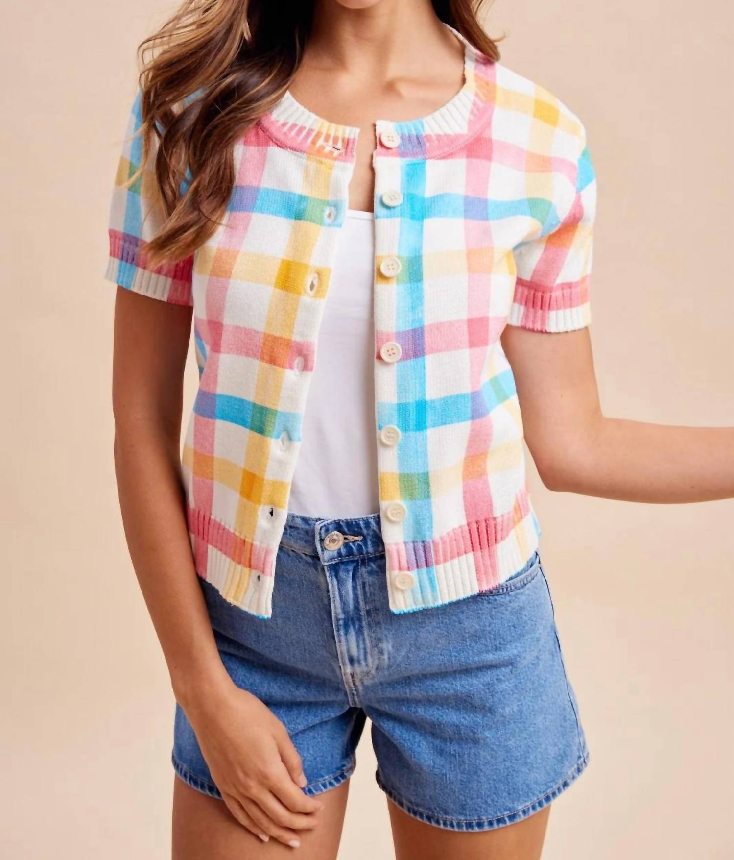Anniewear - Sweet Pastel Check Cardigan