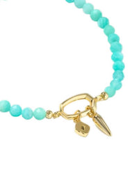 Kendra Scott Women's Sylvia Stretch Bracelet in gold teal amazonite 1 - women's jewelry - detail view