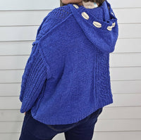 Pol - Oversized Blue Hooded Sweater