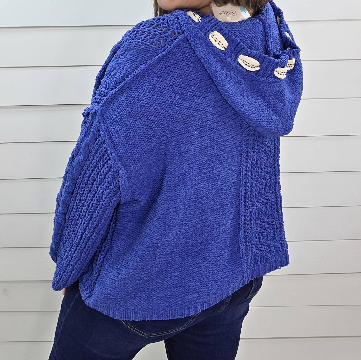 Pol - Oversized Blue Hooded Sweater