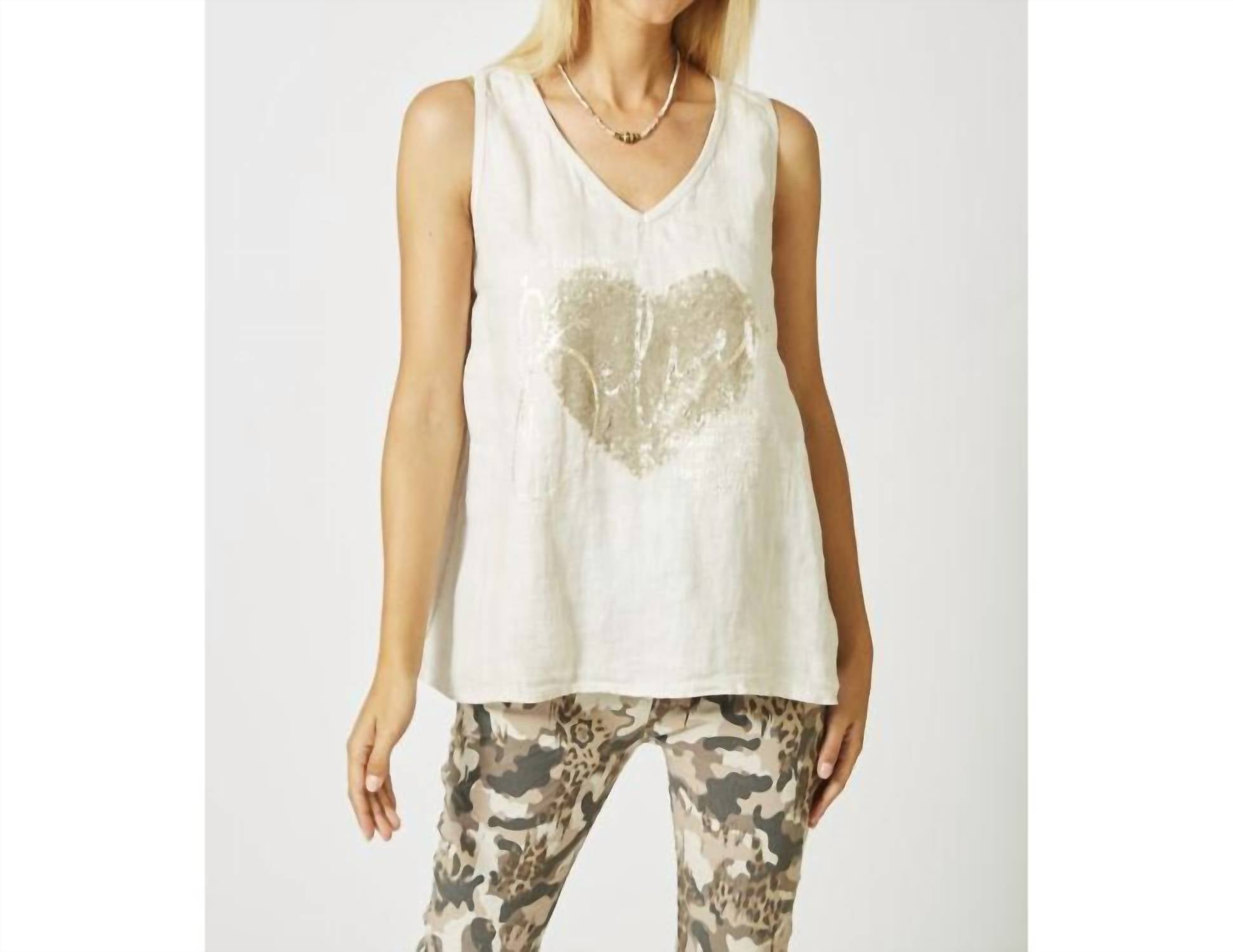 Sequin Heart "Believe" Tank Top