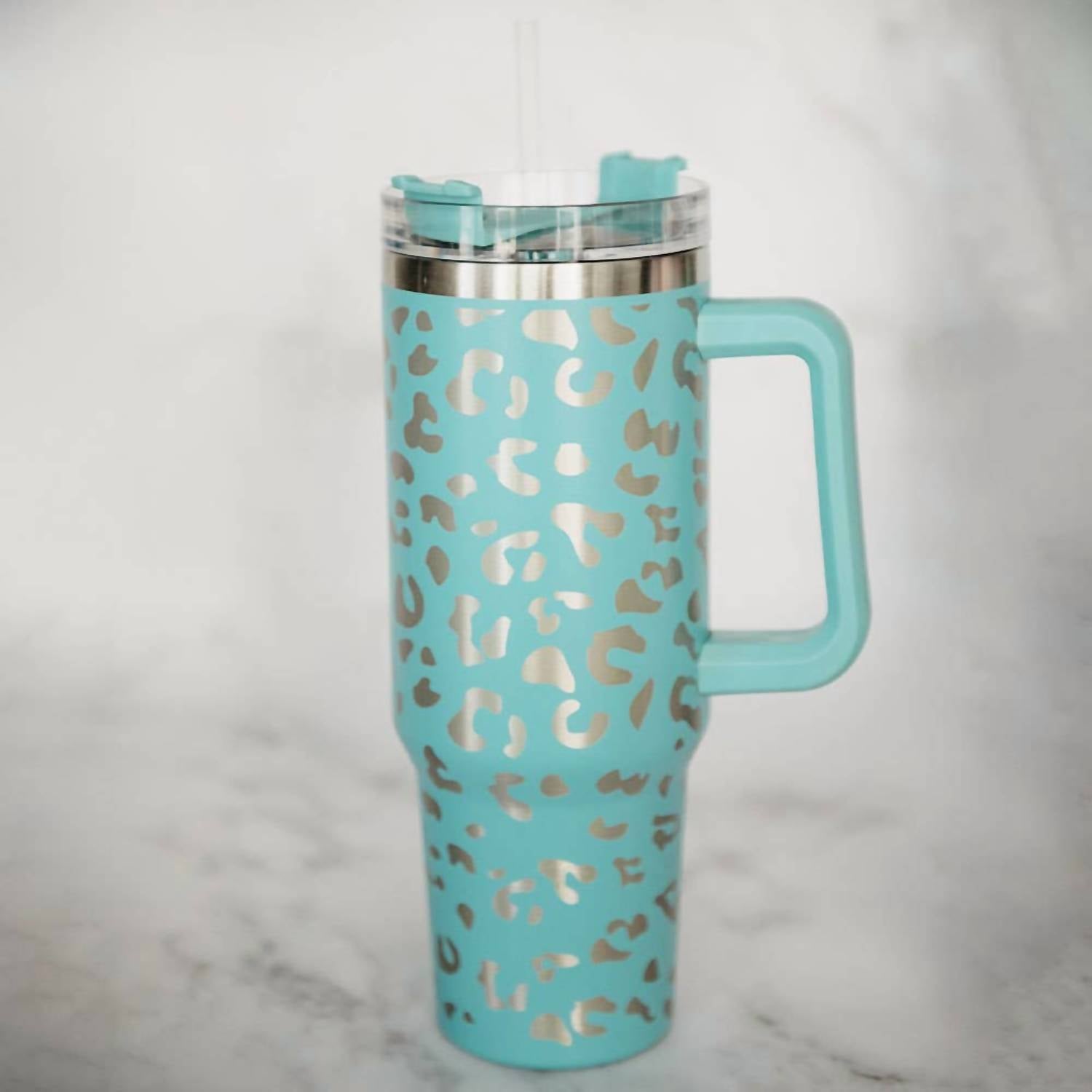 Katydid - Metallic Leopard 40 Oz Stainless Steel Tumbler Cup With Handle