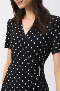 Joseph Ribkoff - Polka Dot Wrap Wide Leg Jumpsuit