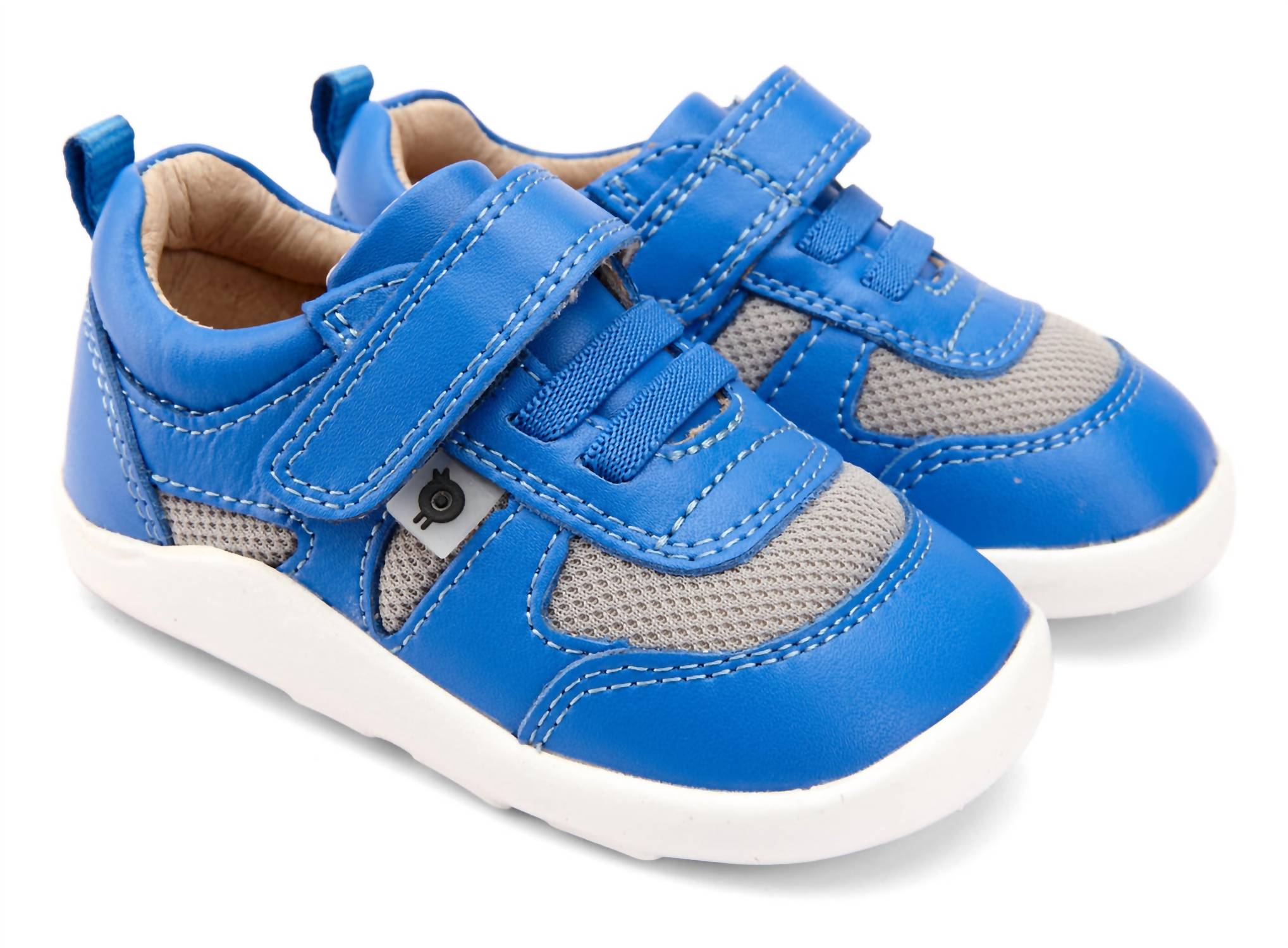 OLDSOLES Kid's 8010 Cruzin Sneakers in neon blue light grey mesh - kids' sneaker - alternate view