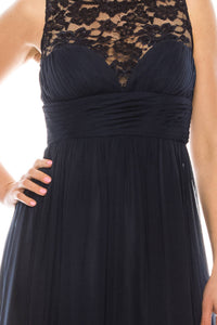 Aidan Mattox - Floral Lace Neck A Line Formal Dress