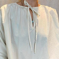 A SHIRT THING Frenchie Cabo Parachute Top in white - women's blouse - detail view