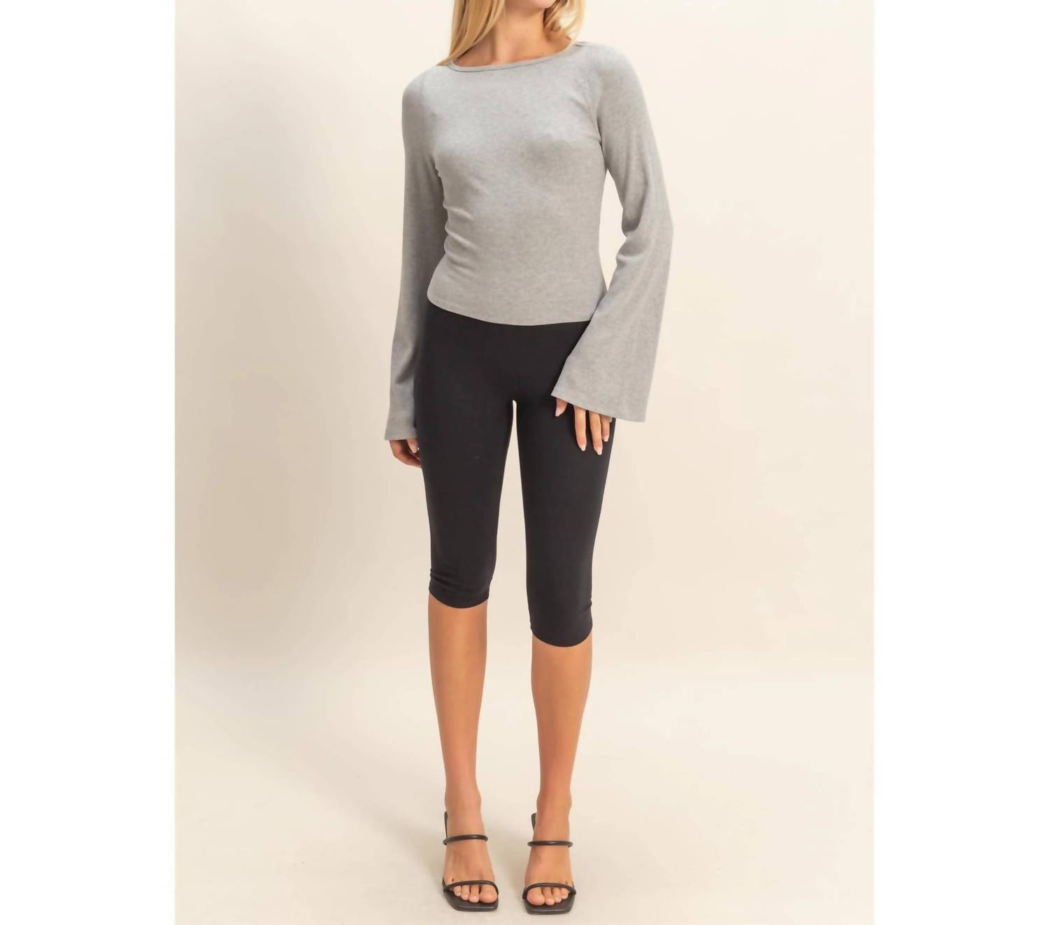 Hyfve - Everly Long Bell Sleeve Ribbed Knit Top