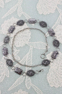 LETO Women's Geometric Western Chain Belt in antique silver - women's accessory