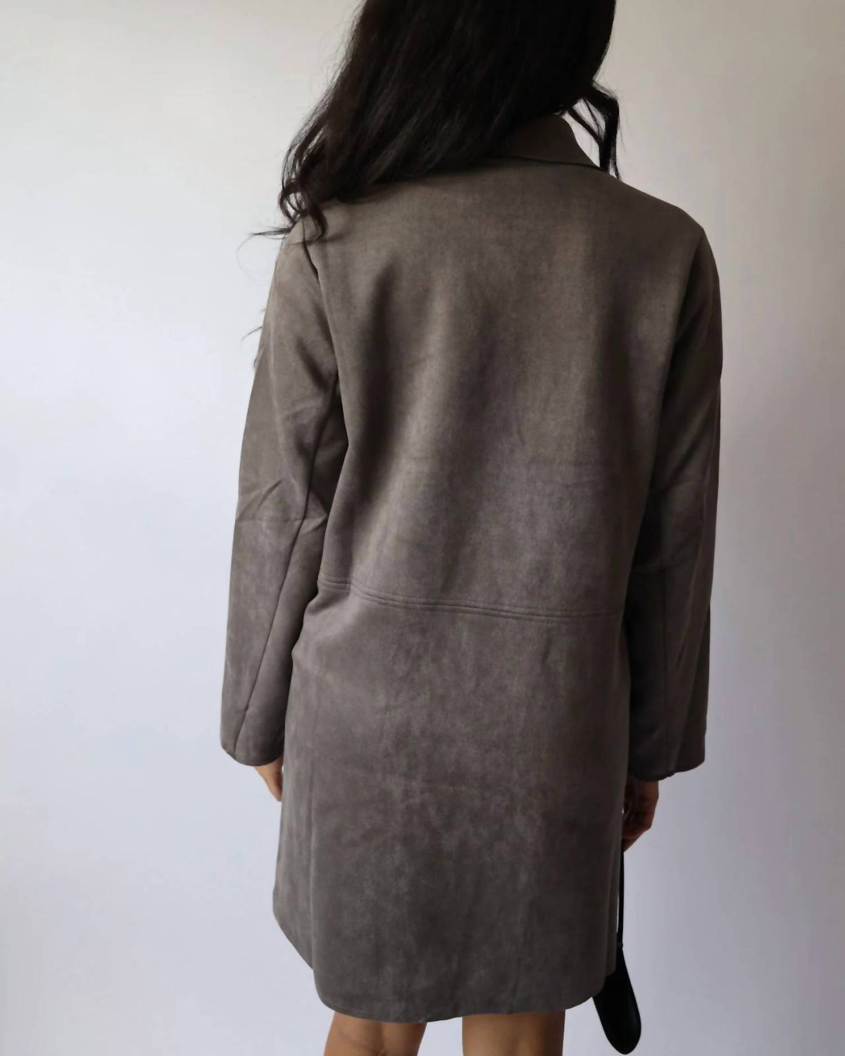 Hyfve - Single Button Faux Suede Blazer Coat