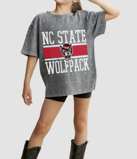 Gameday Couture - North Carolina State Mini Rhinestone Oversized Tee