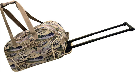 Route 66 - Men's Tapestry Rolling Duffel Bag With Wheels
