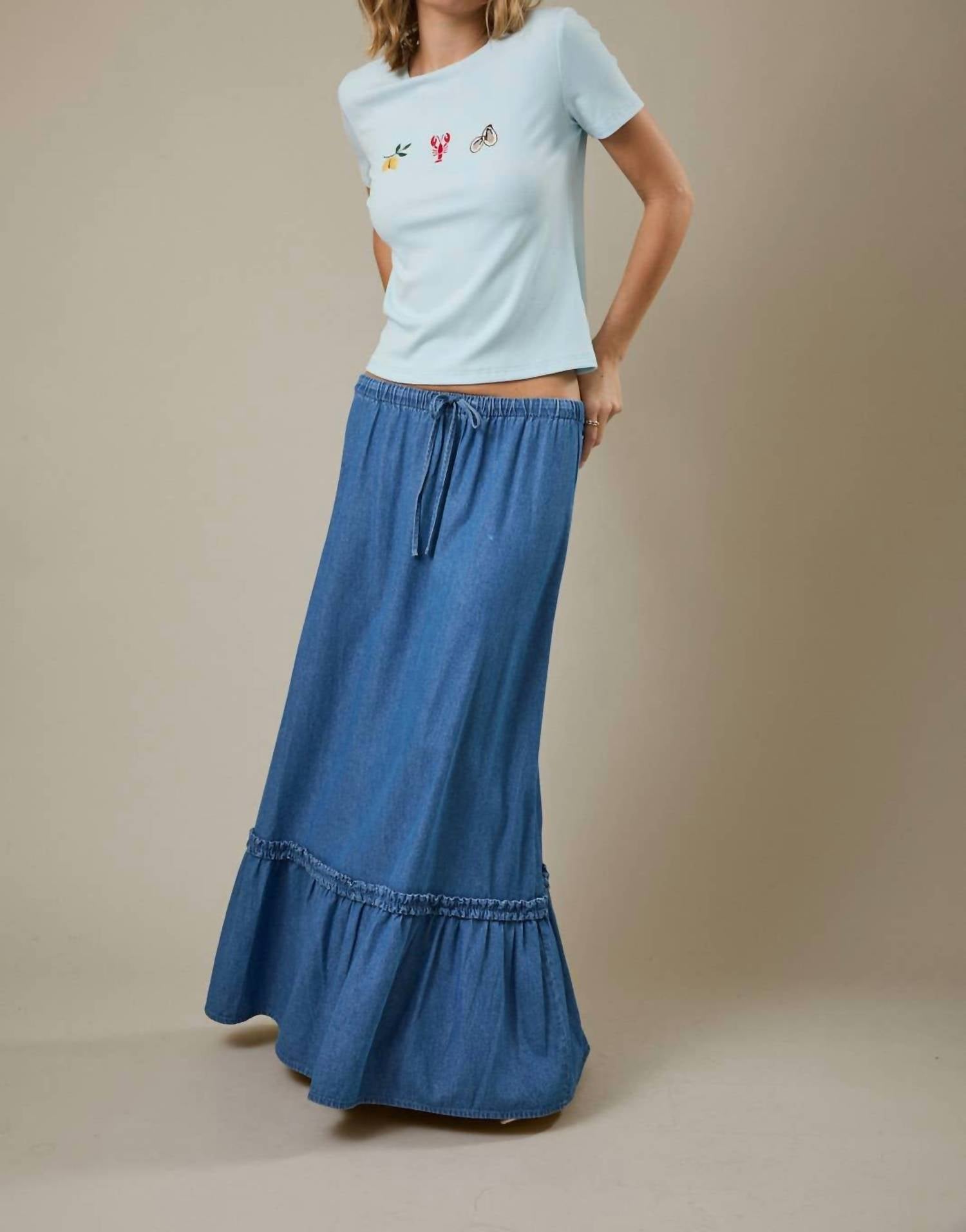 Sunday Edition - Tiered Maxi Skirt With Drawstring Waist